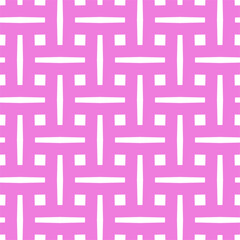 Pink Basket Weave Grid Seamless Illustration - obrazy, fototapety, plakaty