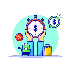 Discount And Sale Time Shopping Cartoon