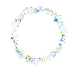 Watercolor floral circle hand paint pastel colors