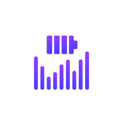 battery performance icon with graph, vector