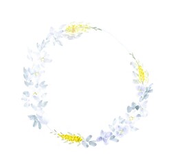 Watercolor floral circle hand paint pastel colors