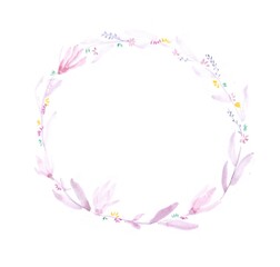 Obraz na płótnie Canvas Watercolor floral circle hand paint pastel colors