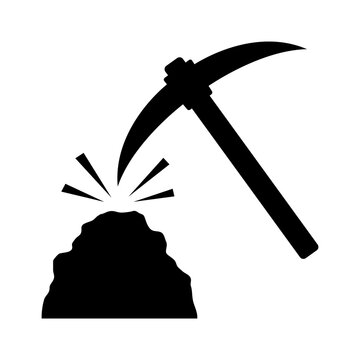 recommend clip art: Mining resources with a pickaxe or pick axe flat vector icon for apps and games