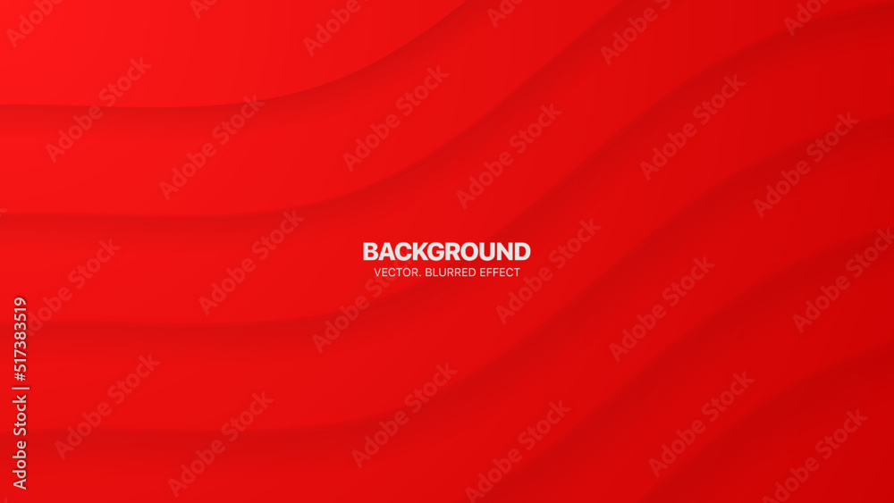 Wall mural 3d vector minimal red smooth curved bent lines morph material design blurred abstract background. wa
