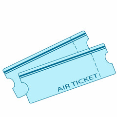 Blue blank of plane ticket. Airplane ticket or boarding pass icon. Vector illustration