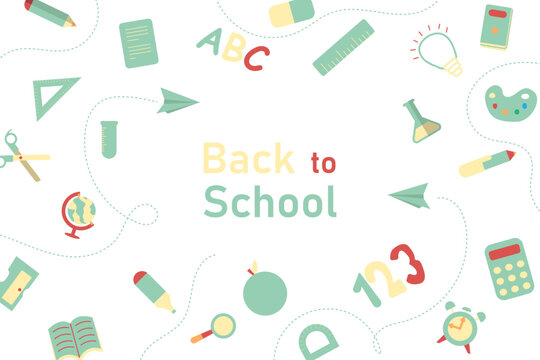 Welcome back to school background with school tools.