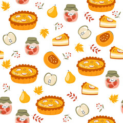 Sweet autumn pattern. Vector pattern for background, fabric, textile, wrap, surface, web and print design.