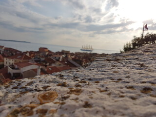 town view with a sea and boat