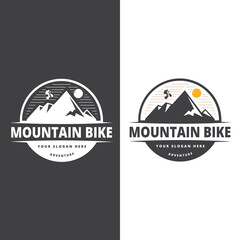 downhill bike logo template. Concept for shirt or logo, print, stamp or biking tourism.