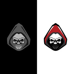 Skull Face with Cloak. Logo Design Vector Illustration