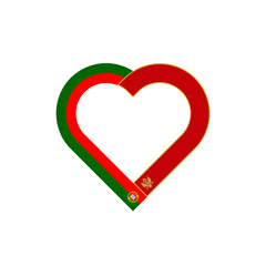 friendship concept. heart ribbon icon of portuguese and montenegrin flags. vector illustration isolated on white background
