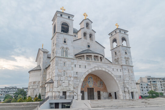 Famous Orthodox Cathedral Of Christ's Resurrection (Saborni Hram Hristovog Vaskrsenja) Podgorica, Montenegro. Metropolitanate Of Montenegro And The Littoral.