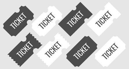 Set blank ticket template. Concert ticket, lottery coupons. Vector coupon	
