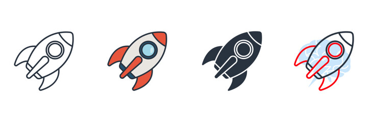 rocket icon logo vector illustration. project start up symbol template for graphic and web design collection