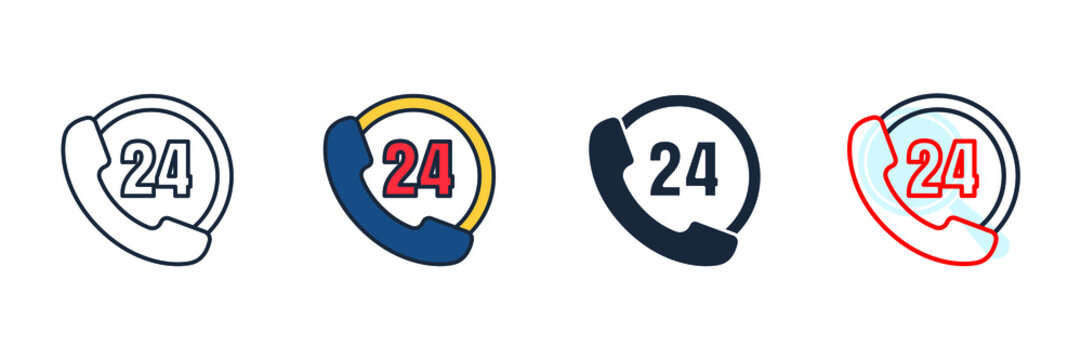 support icon logo vector illustration. 24/7 hotline symbol template for graphic and web design collection