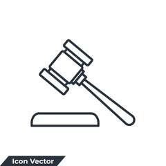 auction icon logo vector illustration. judge hammer symbol template for graphic and web design collection