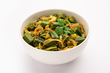 Bhindi do pyaza is a restaurant style North Indian dish made with okra or ladies finger or ochro, spices, herbs & lots of onions