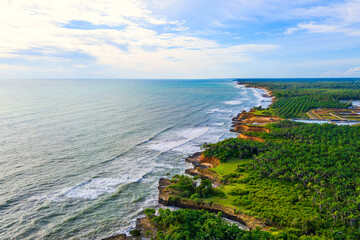 Indonesian natural panorama aerial photography. beach view with beautiful abrasion