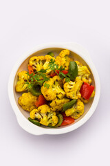 Indian phool Gobi Shimla Mirch Sabji Recipe or Capsicum Cauliflower Sabzi  - a healthy and homemade dry vegetable dish. 