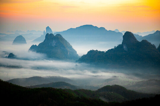 Rice terraces near Doi Tapang viewpoint in Chumphon, Thailand
