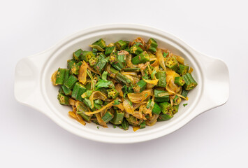 Bhindi do pyaza is a restaurant style North Indian dish made with okra or ladies finger or ochro, spices, herbs & lots of onions