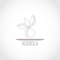 Acerola. Logo, icon, emblem. Contour