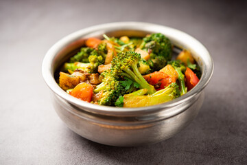 Indian style Broccoli And Aloo Poriyal or South Indian Broccoli And Potato Stir Fry vegetable recipe