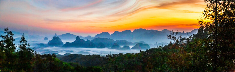 Naklejka premium Rice terraces near Doi Tapang viewpoint in Chumphon, Thailand