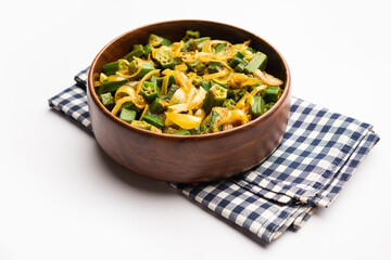 Bhindi do pyaza is a restaurant style North Indian dish made with okra or ladies finger or ochro, spices, herbs & lots of onions