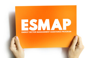 ESMAP - Energy Sector Management Assistance Program acronym on card, abbreviation concept background