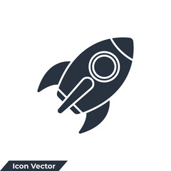 rocket icon logo vector illustration. project start up symbol template for graphic and web design collection