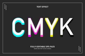 3D CMYK Neon Text Effect Template Editable	