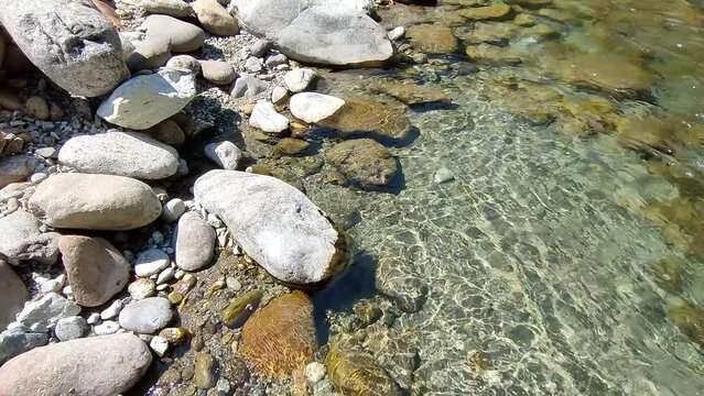Torrente Mastellone in Varallo, Italy, forms beaches like those in the Caribbean, but we are in the Alps