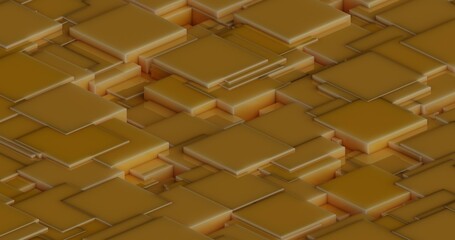 Brown surface of cubes with convex reflection effect, 3d rendering