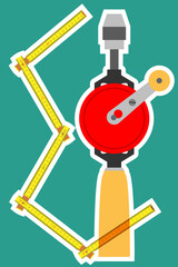 Folding ruler and hand drill on green background