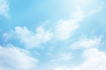 Blue sky with white cloud. The summer heaven is colorful clearing day Good weather and beautiful nature in the morning.