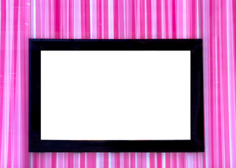 Blank billboard mock up with pink color background at shopping mall. Advertising concept - stock photo