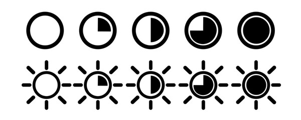 Screen brightness level icon. Day and night slider level control. Brightness contrast on white background. Vector elements eps10