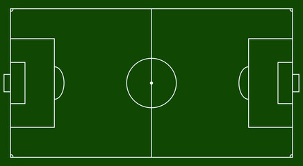 Green football field. Soccer field illustration. Green color background top view. Graphic court for creating games.