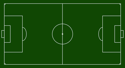 Green football field. Soccer field illustration. Green color background top view. Graphic court for creating games.