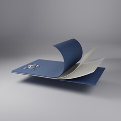Demonstration of layers of fabric. Four-layer and waterproof fabric. Water drops. 3d rendering.