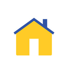 Simple home icon in yellow and blue colors. House Symbol, Pray for Ukraine. Vector design EPS 10