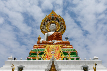 Big Buddha statue with 7 heads Naga at Wat Nuea, Mueang District, Roi Et Province, Thailand