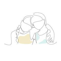 Vector illustration of two girls drawn in line-art style