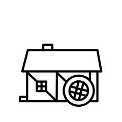 medieval water mill - vector icon