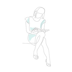 Vector illustration of a girl reading a book