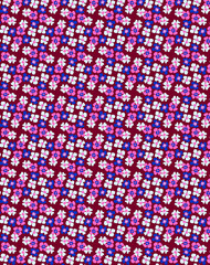 Simple botanical pattern of colorful flowers on a brown background