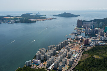 Hong Kong Top view of the seaside city
