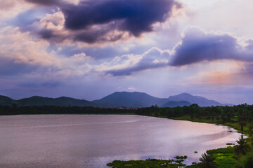 clouds over lake