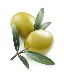 Delicious olives close-up, isolated on white background